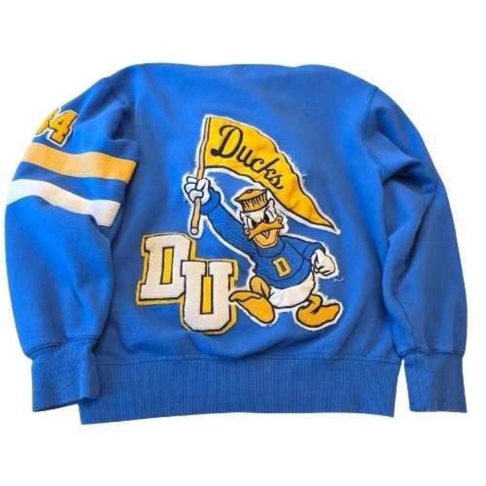 Disney World Parks Small Donald Duck University Hoodie Full Zip Up‎ Blue Yellow